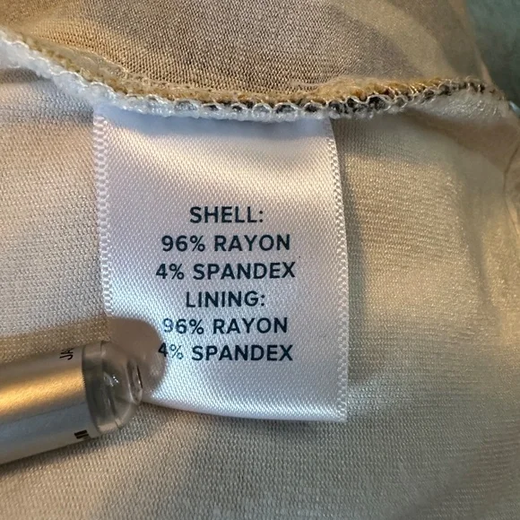 Allison Joy Navy and Gold Stripped Faux Wrap Dress - Picture 6 of 7